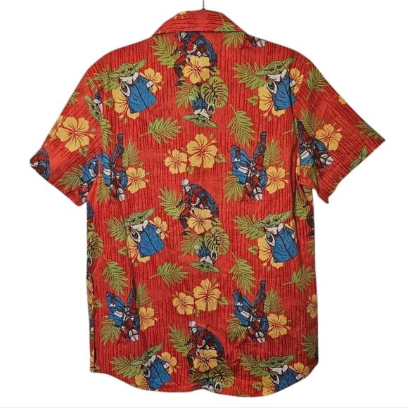 Star Wars Mandalorian Baby Yoda Hawaiian Size M Boys Shirt - Picture 2 of 5